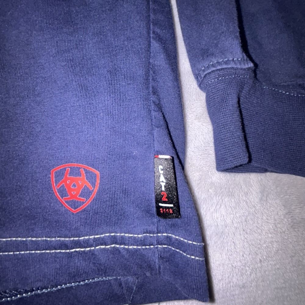 Ariat FR Shirt Mens Large Work Flame Resistant Workwear Utility Blue Long Sleeve - Picture 5 of 10